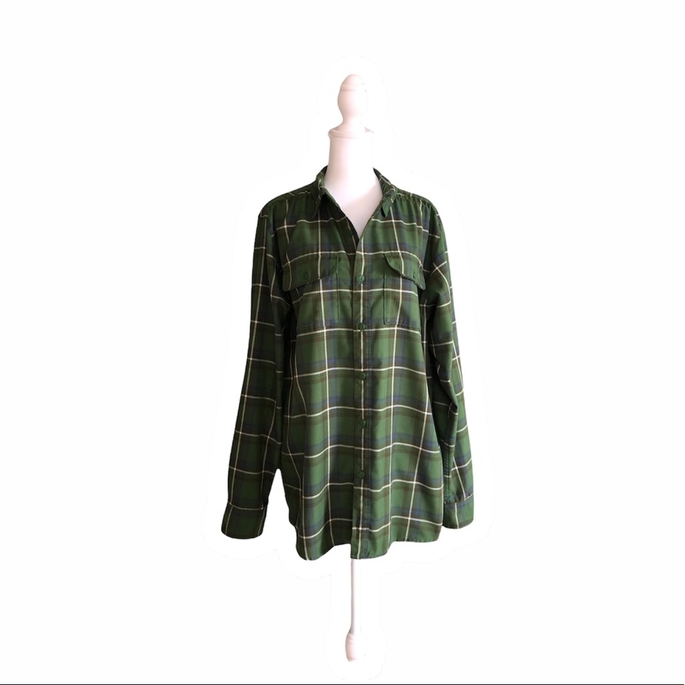 THE NORTH FACE green button down shirt men size M